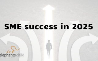 SME success in 2025 written over a faint photo of an arrow pointing upwards
